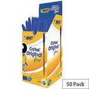 Bic Cristal Blue Fine Ballpoint Pen Clear Barrel  (Pack of 50) 872730 image