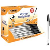 Bic Cristal Ballpoint Pen Clear Barrel Black Pack 90 plus 10 FREE image