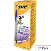Bic Cristal Fun Purple Ball Pen Pack 20 929055 image