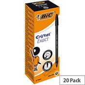 BIC Cristal Exact Ballpoint Pens Ultra Fine 0.7mm Tip Black Ref 992603 Pack of 20 image