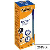 BIC Cristal Exact Ballpoint Pens Ultra Fine 0.7mm Tip Blue Ref 992605 Pack of 20 image