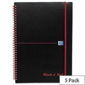 Black n Red A5 Wirebound Notebook Polypropylene 140 Pages C67009 Pack 5 image