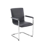 Pavia Leather Look Chrome Cantilever Base Boardroom &amp; Meeting Room Armchair Black image