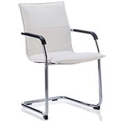 Echo Boardroom &amp; Visitor Cantilever Chair White Bonded Leather With Arms image