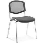 ISO Stacking Chair Black Mesh Chrome Frame image