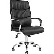 Carter Black High-Back Luxury Executive Chair with Padded Arms and Chrome Base image