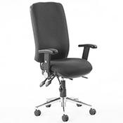 Chiro 24 Hour Task Operator Chair - High Back - Height Adjustable - Folding Arms - Black - Adjustable Pump Up Lumbar - Weight Tolerance 150kg image