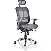 Mirage II Executive Office Chair Black Mesh With Lumbar Support Seat Slide Adjustable Arms &amp; Headrest image