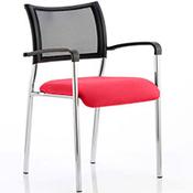 Brunswick Boardroom &amp; Visitor Armchair with Chrome Frame &amp; Cherry Red Seat image
