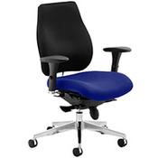 Chiro Plus 24 Hour Posture Office Chair - High Back Multi-Functional Arms - Lumbar Support - Seat Slide - Black Back - Serene Blue Seat - Weight Tolerance 150kg image