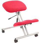 Ergonomic Posture Kneeling Chair Stool On Castors Seat Height Adjustment Silver Frame &amp; Bergamot Cherry Fabric Seat