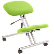 Ergonomic Posture Kneeling Chair Stool On Castors Seat Height Adjustment Silver Frame &amp; Myrrh Green Fabric Seat