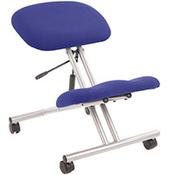 Ergonomic Posture Kneeling Chair Stool On Castors Seat Height Adjustment Silver Frame &amp; Stevia Blue Fabric Seat