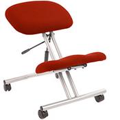 Ergonomic Posture Kneeling Chair Stool On Castors Seat Height Adjustment Silver Frame &amp; Tabasco Red Fabric Seat