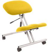 Ergonomic Posture Kneeling Chair Stool On Castors Seat Height Adjustment Silver Frame &amp; Senna Yellow Fabric Seat
