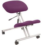 Ergonomic Posture Kneeling Chair Stool On Castors Seat Height Adjustment Silver Frame &amp; Tansy Purple Fabric Seat