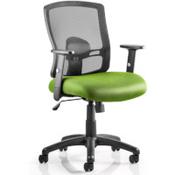 Portland Medium Black Mesh Back Task Operator Chair with Height Adjustable Arms &amp; Swizzle Green Seat image
