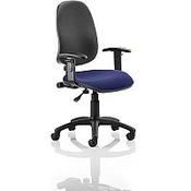 Eclipse I Lever Task Operator Office Chair With Height Adjustable Arms Black Back Serene Blue Seat, Weight Capacity: 125kg, Usage: 8 hours a day, Height Adjustment image