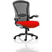 Houston 24 Hour Task Operator Office Chair - Heavy Duty - Adjustable Lumbar Support - Adjustable Arms - Extra Large Seat - Black Mesh Back - Cherry Red Seat - Weight Tolerance 205kg image