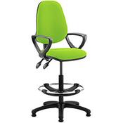 Eclipse II Lever Task Operator Office Chair Swizzle Green With Loop Arms &amp; Draughtsman Kit image
