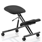 Ergonomic Posture Kneeling Chair Stool On Castors Seat Height Adjustment Black Frame &amp; Black Fabric Seat