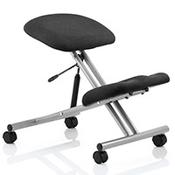 Ergonomic Posture Kneeling Chair Stool On Castors Seat Height Adjustment Silver Frame &amp; Black Fabric Seat image