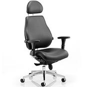 Chiro Plus Ultimate 24 Hour Posture Office Chair - High Back - Headrest - Adjustable Lumbar Support - Seat Slide - Black Leather image