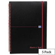 Black n Red A4 Wirebound Notebook Polypropylene Ruled 140 Pages E67008 Pack 5 image