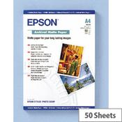 Epson A4 Archival Matte Inkjet Printer Paper 192gsm (Pack of 50)  image