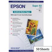 Epson A3 Matte Archival Inkjet Printer Paper 192gsm (Pack of 50) Ref C13S041340 image