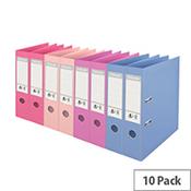 Esselte A4 Polypropylene 75mm Assorted Lever Arch File 10 Pack 2 Rings Reinforced Edge, Finger Pull Ring &amp; Assorted Colours (2310400) image
