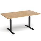 Elev8 Rectangular Height Adjustable Boardroom Table W1800mmxD1000mm With Black Frame &amp; Oak Top image