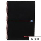 Black n Red A4 Wirebound Notebook Soft Cover Perforated 100 Pages F66368 Pack 10 image