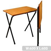 Folding Exam Table Square With Black Frame &amp; Beech MDF Table Top - This Table Is Collapsible Making It Ideal For Both Temporary &amp; Long-Term Use. Safety Brackets Included To Prevent Collapsing While Opening. image