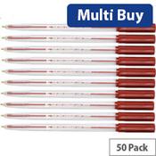 5 Star Ballpoint Pens - Medium Tip, Red, Clear Barrel, Pack of 50 image