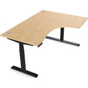 LEAP Electric Dual Motor Height Adjustable Radial Right Hand Sit Stand Desk Portal Top W1600xD1200/800xH620-1270mm Beech Top Black Frame 10 Year Warranty image