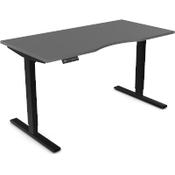 Zoom Electric Dual Motor Height Adjustable Sit Stand Office Desk Dual Purpose Reversible Scallop Top W1600xD700xH685-1185mm Graphite Top Black Frame 10 Year Warranty image