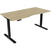 Zoom Electric Dual Motor Height Adjustable Sit Stand Office Desk Dual Purpose Reversible Scallop Top W1600xD800xH685-1185mm Urban Oak Top Black Frame 10 Year Warranty image