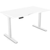 Zoom Electric Dual Motor Height Adjustable Sit Stand Office Desk Dual Purpose Reversible Scallop Top W1200xD800xH685-1185mm White Top White Frame 10 Year Warranty image