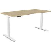 Zoom Electric Dual Motor Height Adjustable Sit Stand Office Desk Dual Purpose Reversible Scallop Top W1200xD700xH685-1185mm Urban oak Top White Frame 10 Year Warranty image