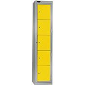 Probe Garment Dispenser Locker 5 Compartments Cam Lock ACTIVECOAT W380xD460xH1780mm Silver Body Yellow Door 7 Year Warranty image