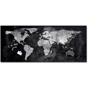 Sigel Magnetic Glass Board Artverum 130x55cm - Black - World Map Design - Safety Glass - TUEV Approved image