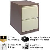 2 Drawer Steel Filing Cabinet Flush Front Brown &amp; Cream Bisley BS2E image
