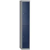 Bisley 2 Door Steel Locker Goose Grey &amp; Blue W305xD305xH1802mm 5 Year Warranty image