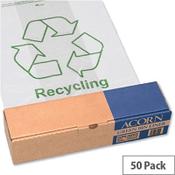 Acorn Pack of 50 Green Bin Heavy Duty Clear/Printed Recycling Bin Liner 402573