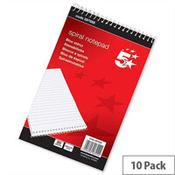 5 Star Spiral Notepad 200 x 125 Headbound Ruled 160 Pages Pack 10 image