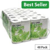 Maxima Green Pack of 48 Recycled Toilet Tissue Paper Roll 2 Ply White image