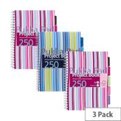 Pukka Pad A4 Project Book Plastic Ruled 5-Divider 250 Pages Assorted Pack 3 image