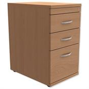 Kito Filing Pedestal Desk-High 3-Drawer Beech - 400x600x725mm image
