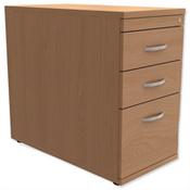 Filing Pedestal Desk-High 3-Drawer 800mm Deep Beech  - Universal Storage Can Be Used Alone Or Accompany The Switch, Komo or Ashford Ranges image